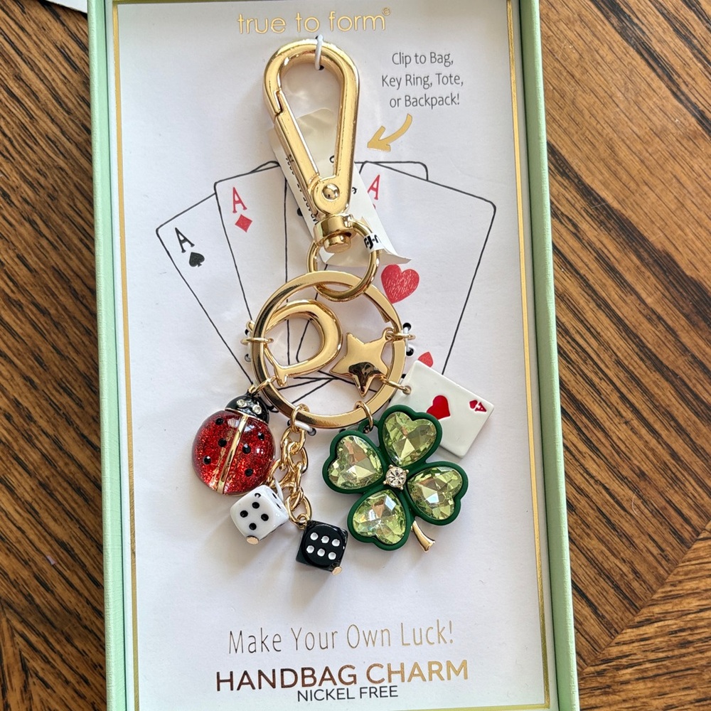 Gold and Green Clover Keychain Charm